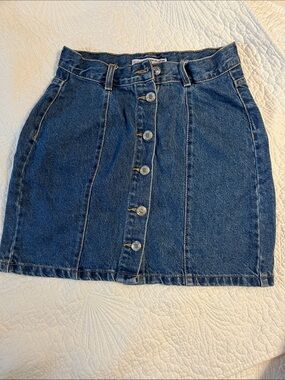 Alcott Button-Front Denim Mini Skirt